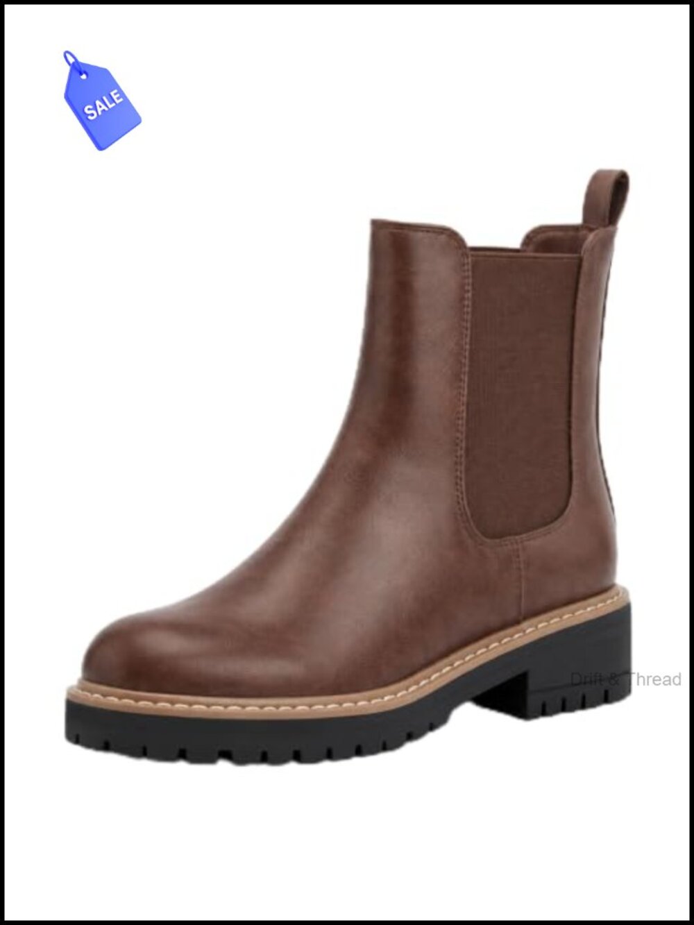 Women's Chelsea Boots Faux Leather Slip On Ankle Booties Chunky Block